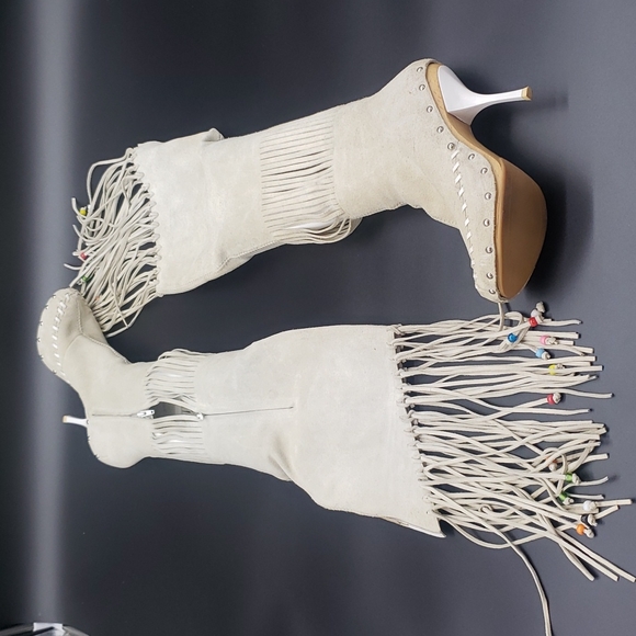 Giuseppe Zanotti Shoes - GIUSEPPE ZANOTTI BOOTS SIZE 39 COLOR WHITE SUEDE WITH BEADS 100% AUTHENTIC